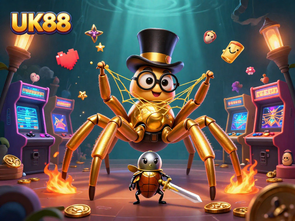 Experience an exciting adventure with UK88 in a vibrant scene filled with casino fun elements.