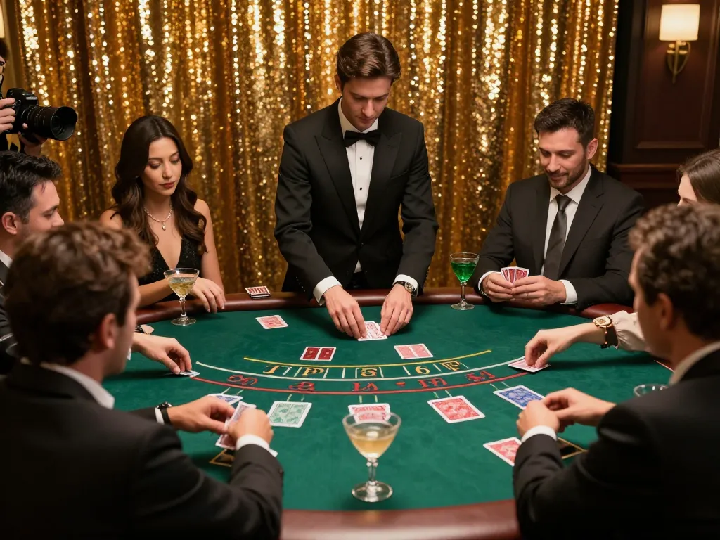Players at the TG88 blackjack table making strategic bets in a vibrant casino atmosphere.