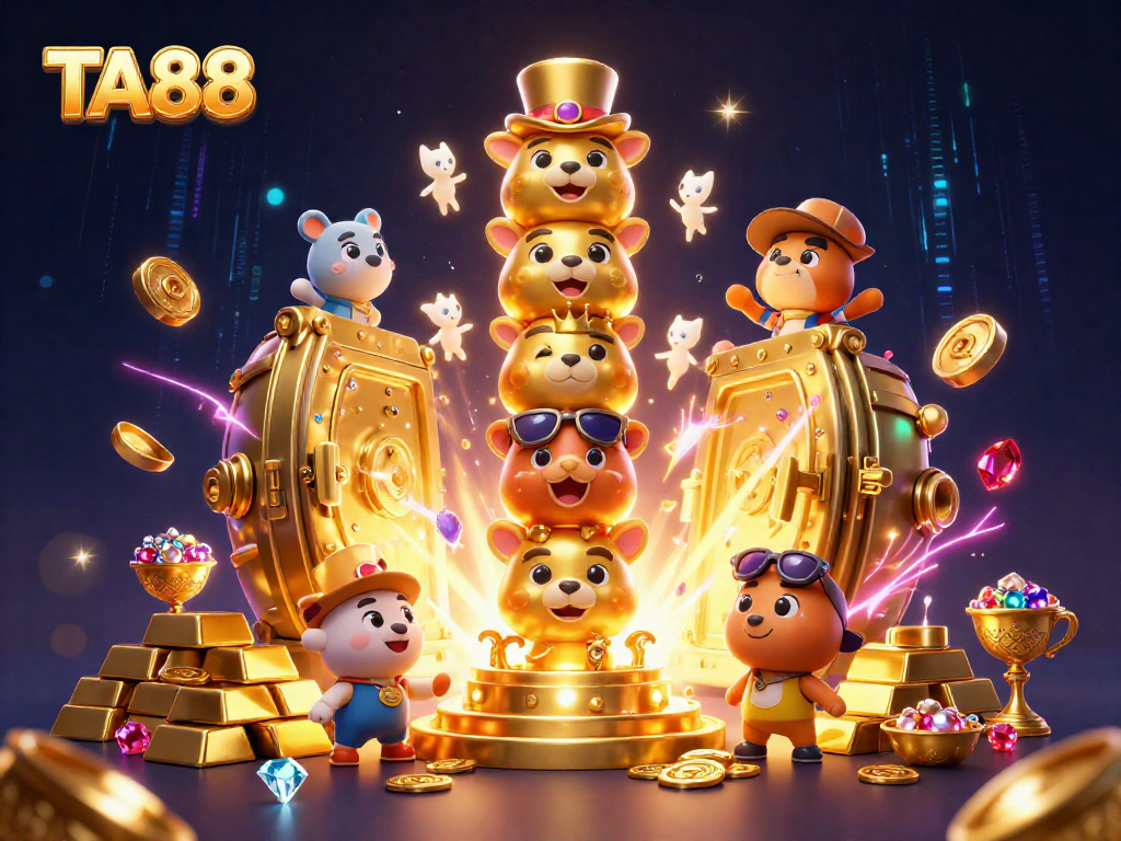 TA88 creates excitement with cartoon totem pole and dazzling casino treasures.