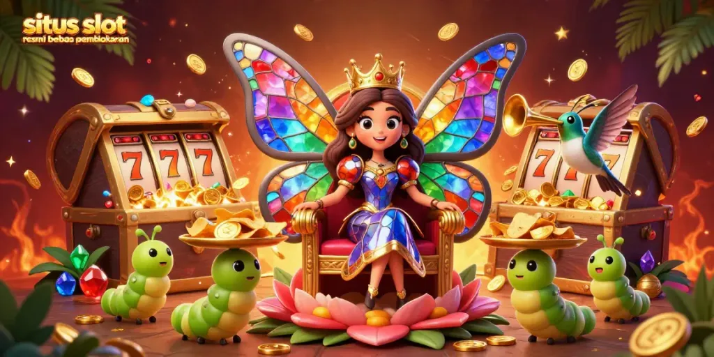 Menggoda keberuntungan dengan situs slot resmi bebas pemblokiran yang menampilkan karakter kasino penuh warna dan jackpot.