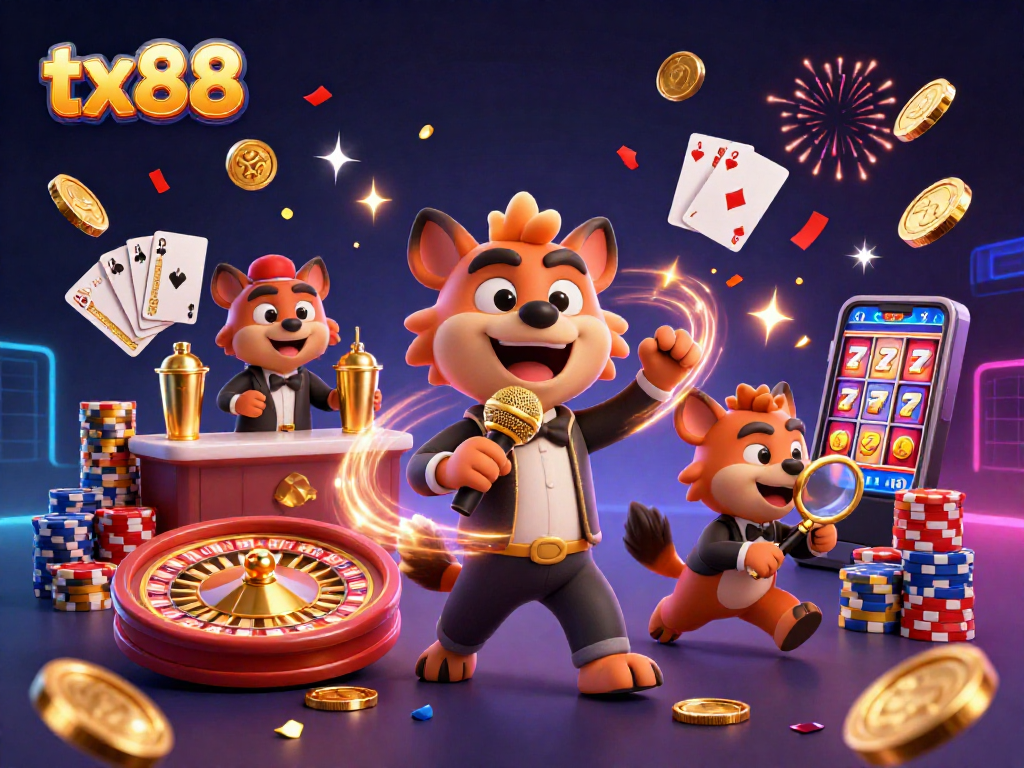 Experience the lively atmosphere of the tx88 comedy casino with animated hyenas