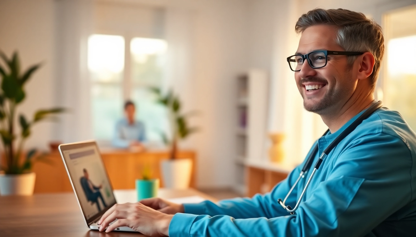 Engaging telehealth doctor for prescriptions consulting with a patient over video call.