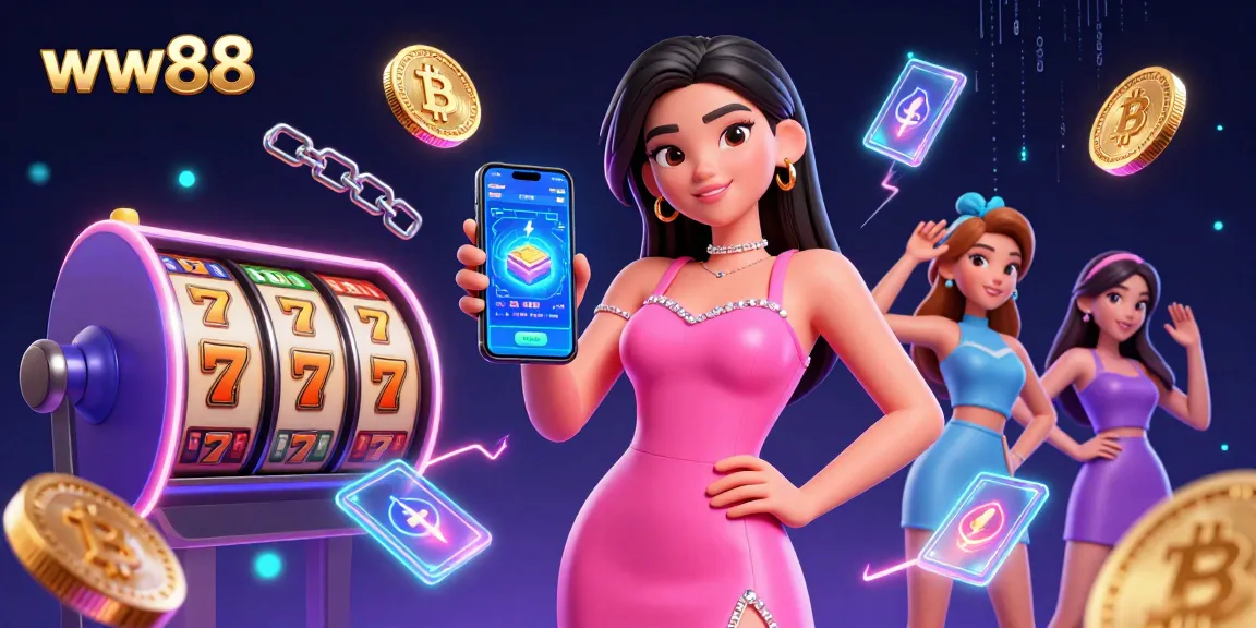 Win big at ww88 with a stunning Asian woman playing live dealer games on her smartphone amidst rich casino visuals.