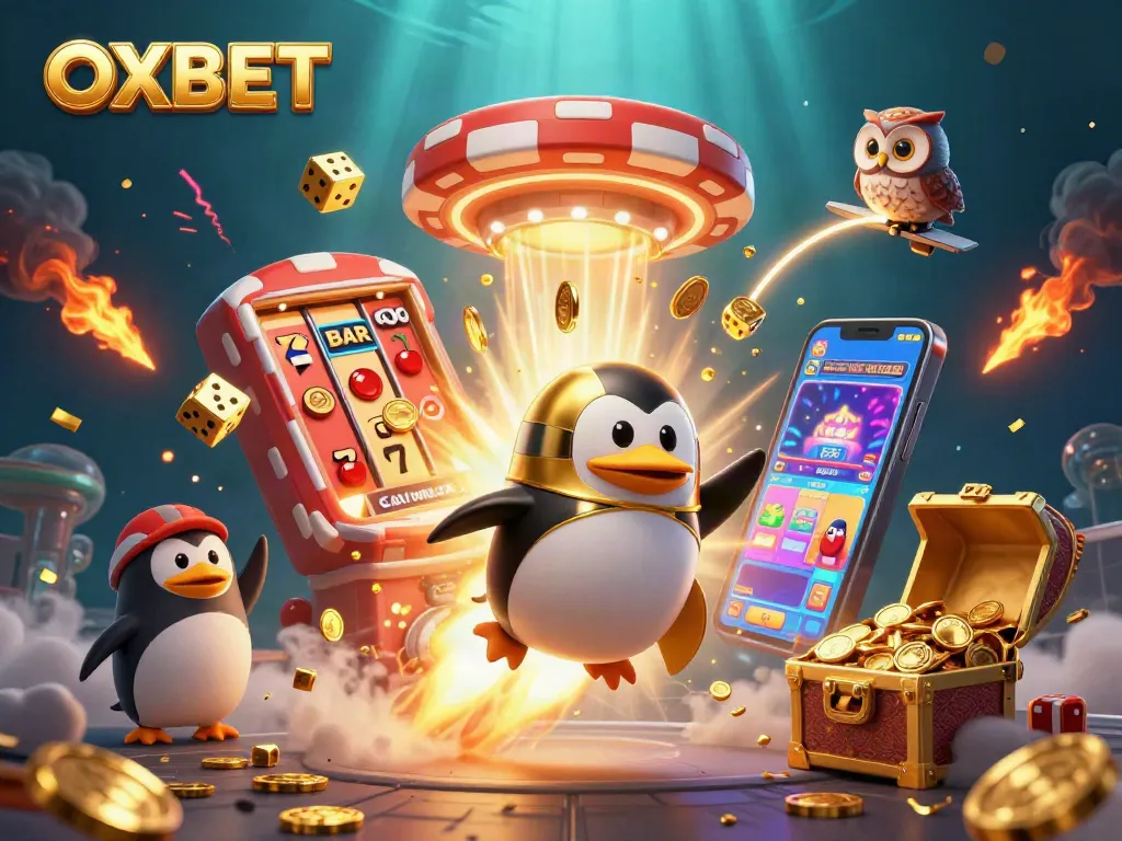 Explore exciting games at OXBET with a golden penguin and jackpot thrills in a stunning 3D scene