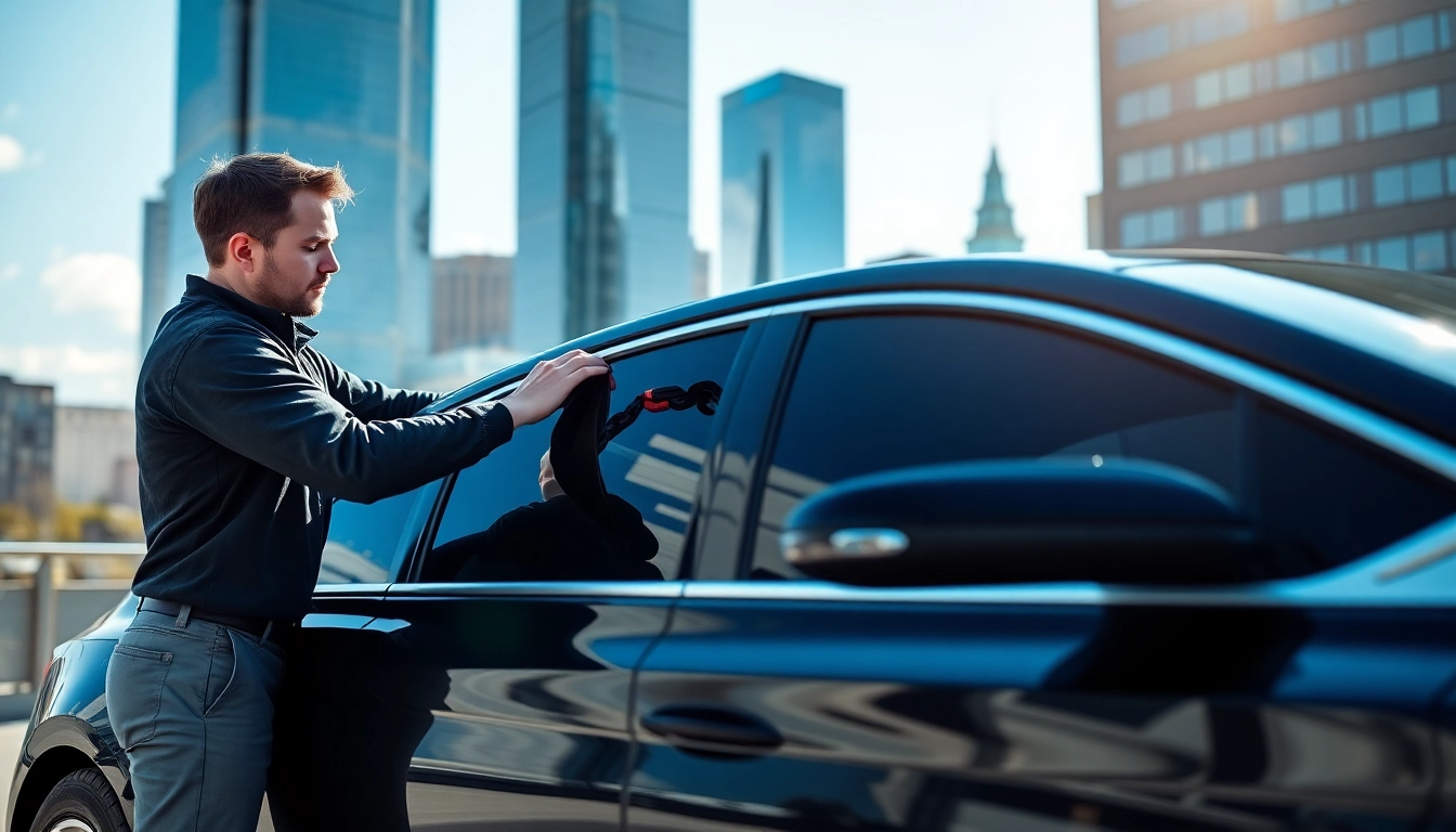 Enhance your vehicle's look with professional window tinting Cleveland TN services, showcased in an urban setting.