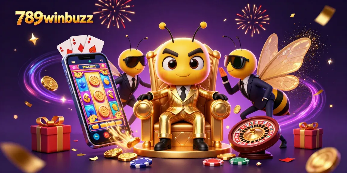 Join the buzzing excitement of 789winbuzz with a lively casino scene featuring unique characters.