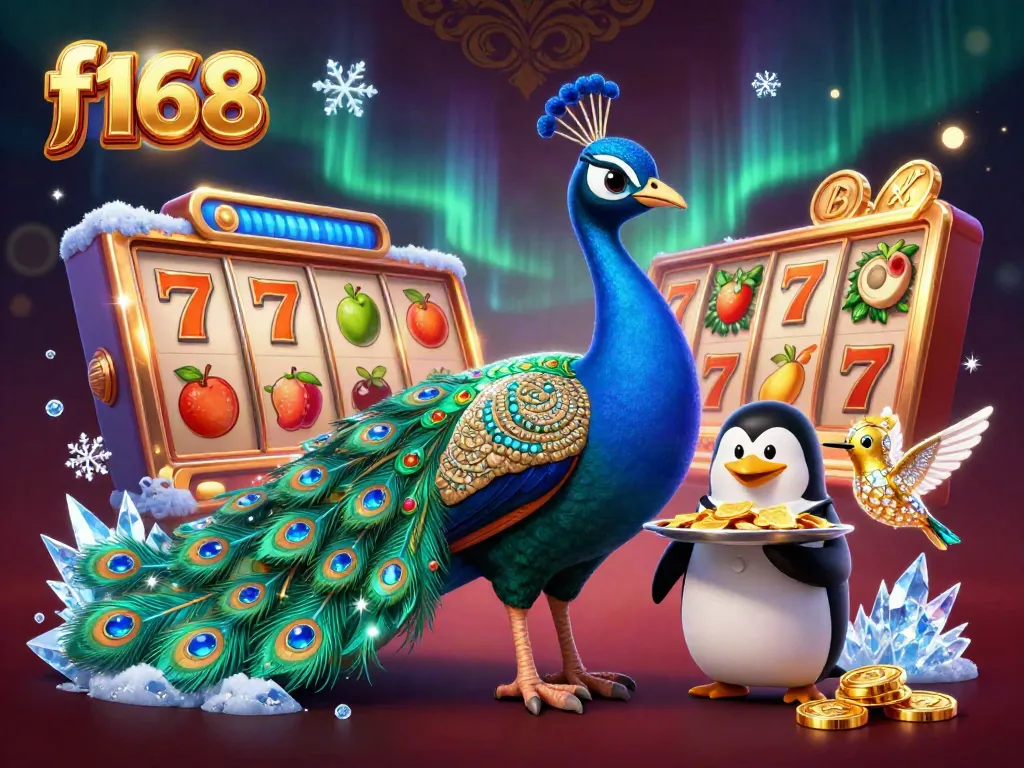 Spin the f168 jackpot with colorful slot reels and winning symbols in an engaging casino scene.