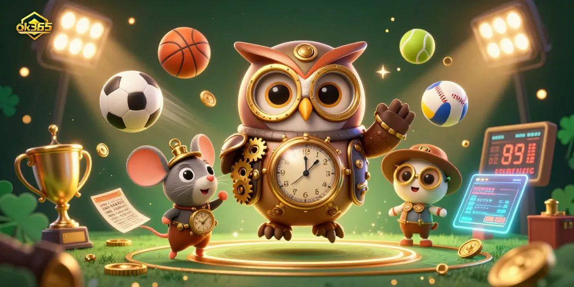 Experience thrilling sports betting at ok365 with vibrant casino-themed 3D illustration.