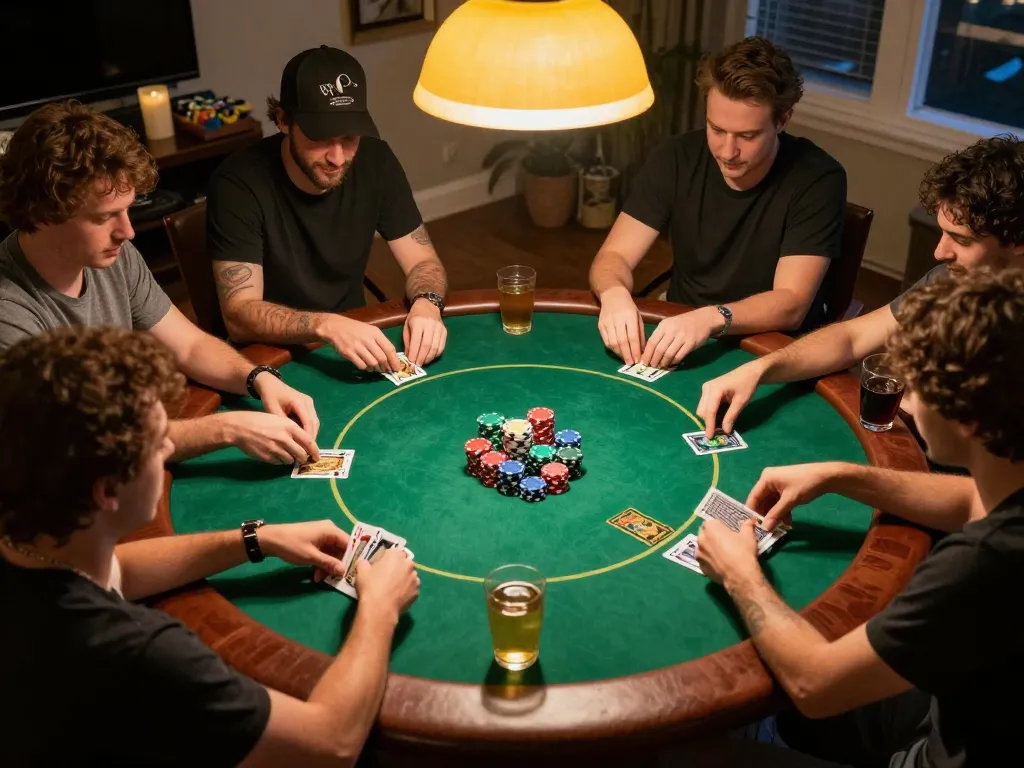 People enjoying a lively game at home, showcasing their skills with 78win cards and chips.