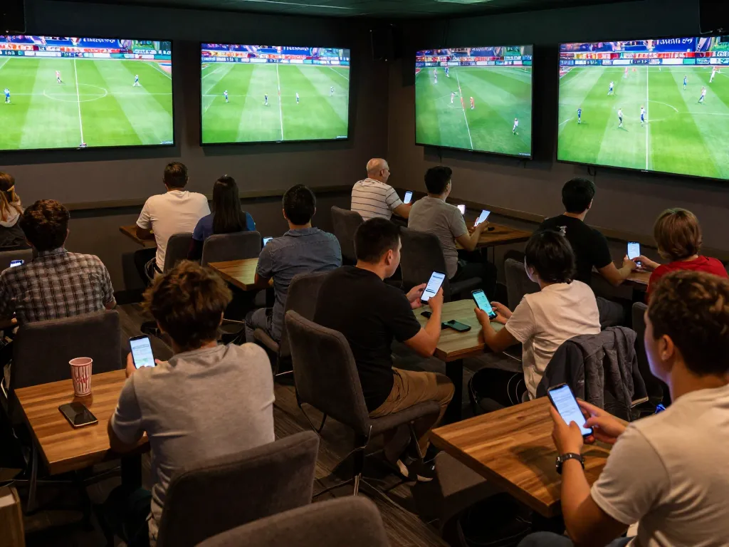 Socolive users actively engaging in live betting on soccer matches in a lively lounge
