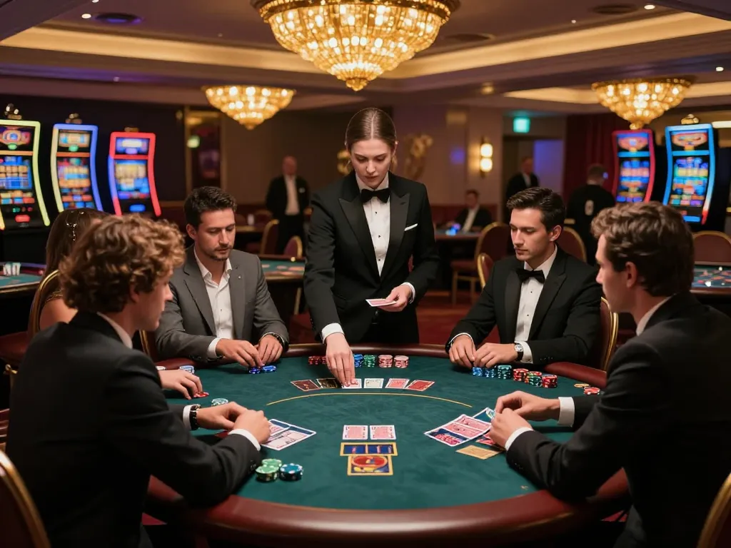 Players engage in an intense round of blackjack at GA88 casino, showcasing strategic gameplay.