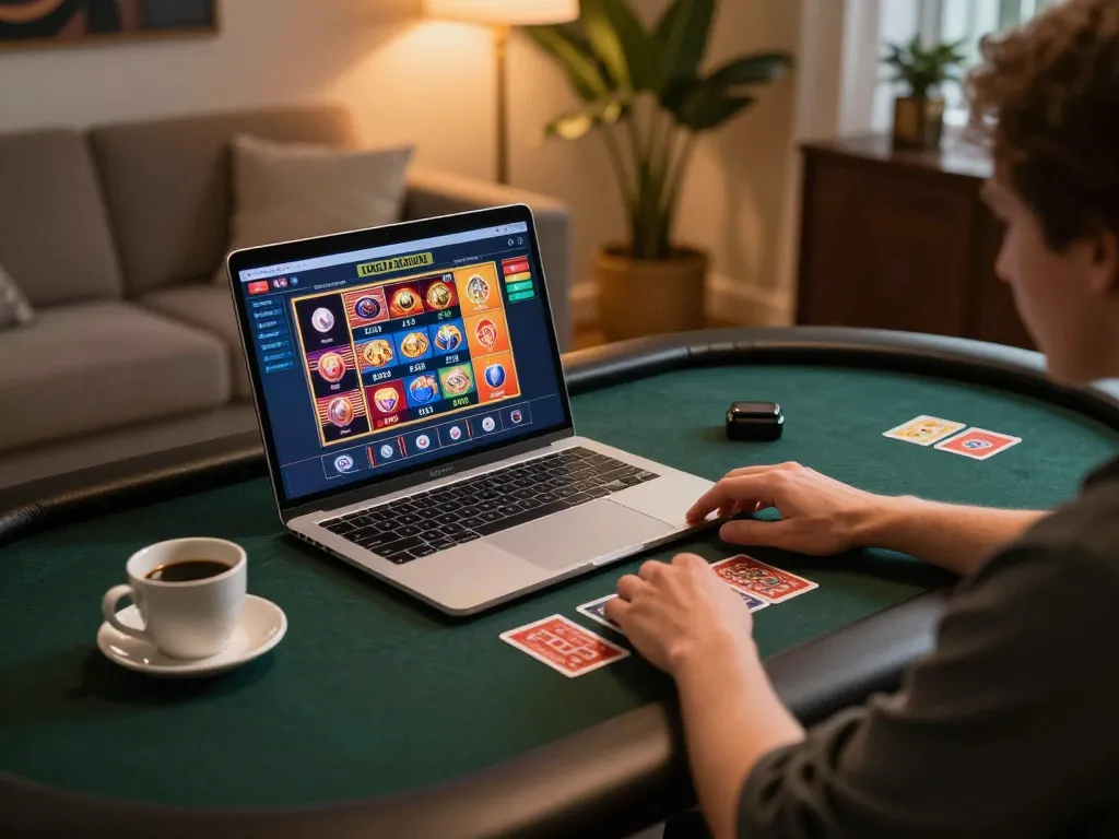 Engage in thrilling online gambling at 78win with a cozy home gaming setup