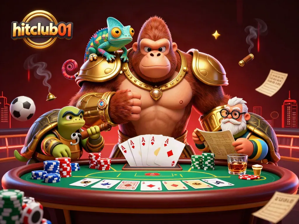 hitclub01 showcases thrilling sports betting excitement alongside captivating casino elements in a vibrant illustration