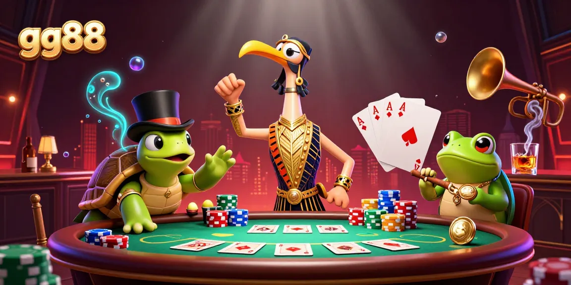 Engage in high-stakes poker action at gg88 with unique characters and vibrant gaming elements.