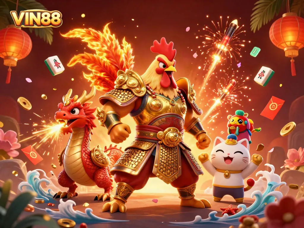 Explore exciting gaming dynamics with VIN88 through vibrant 3D characters and casino elements.