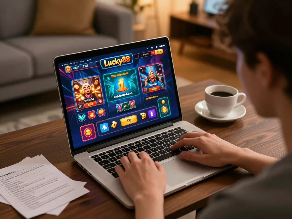 Cổng game Lucky88 online session showing a player engaged with vibrant graphics and strategic gameplay.