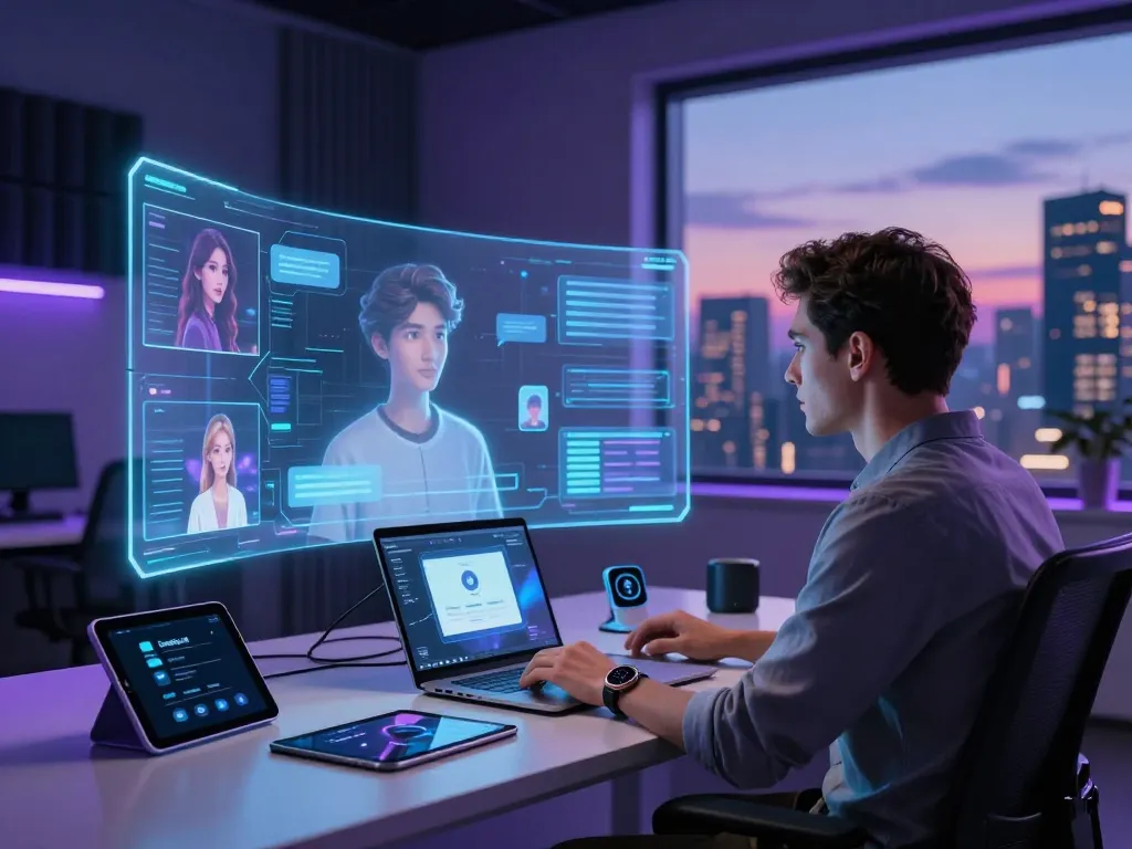 Interactive AI chat experience with CrushOn AI in a modern digital workspace.
