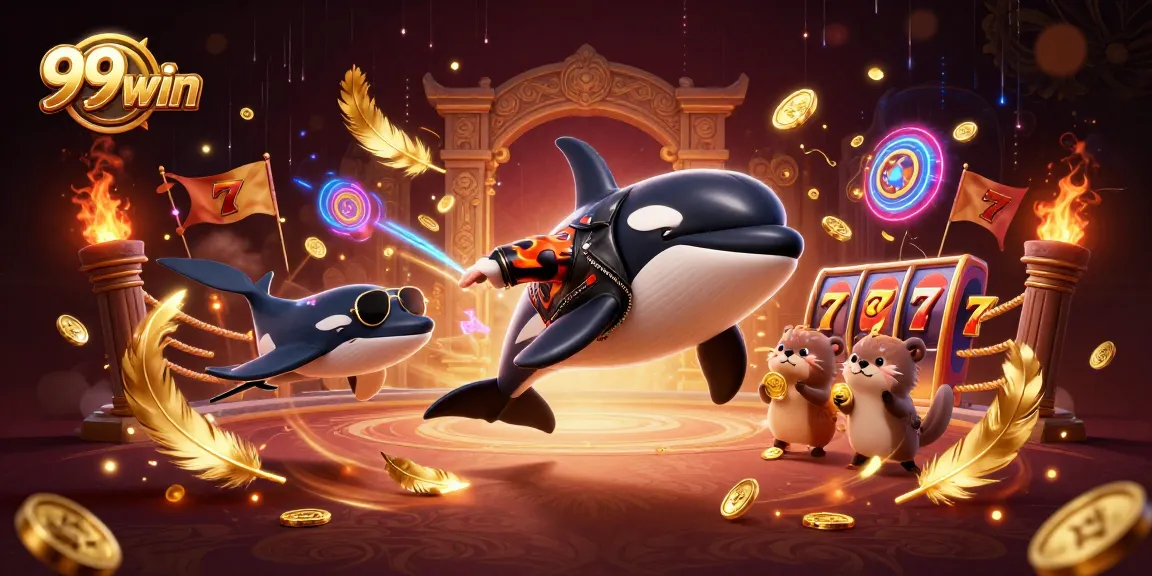Engage in thrilling gameplay with 99win's exciting casino characters in a vibrant 3D scene.