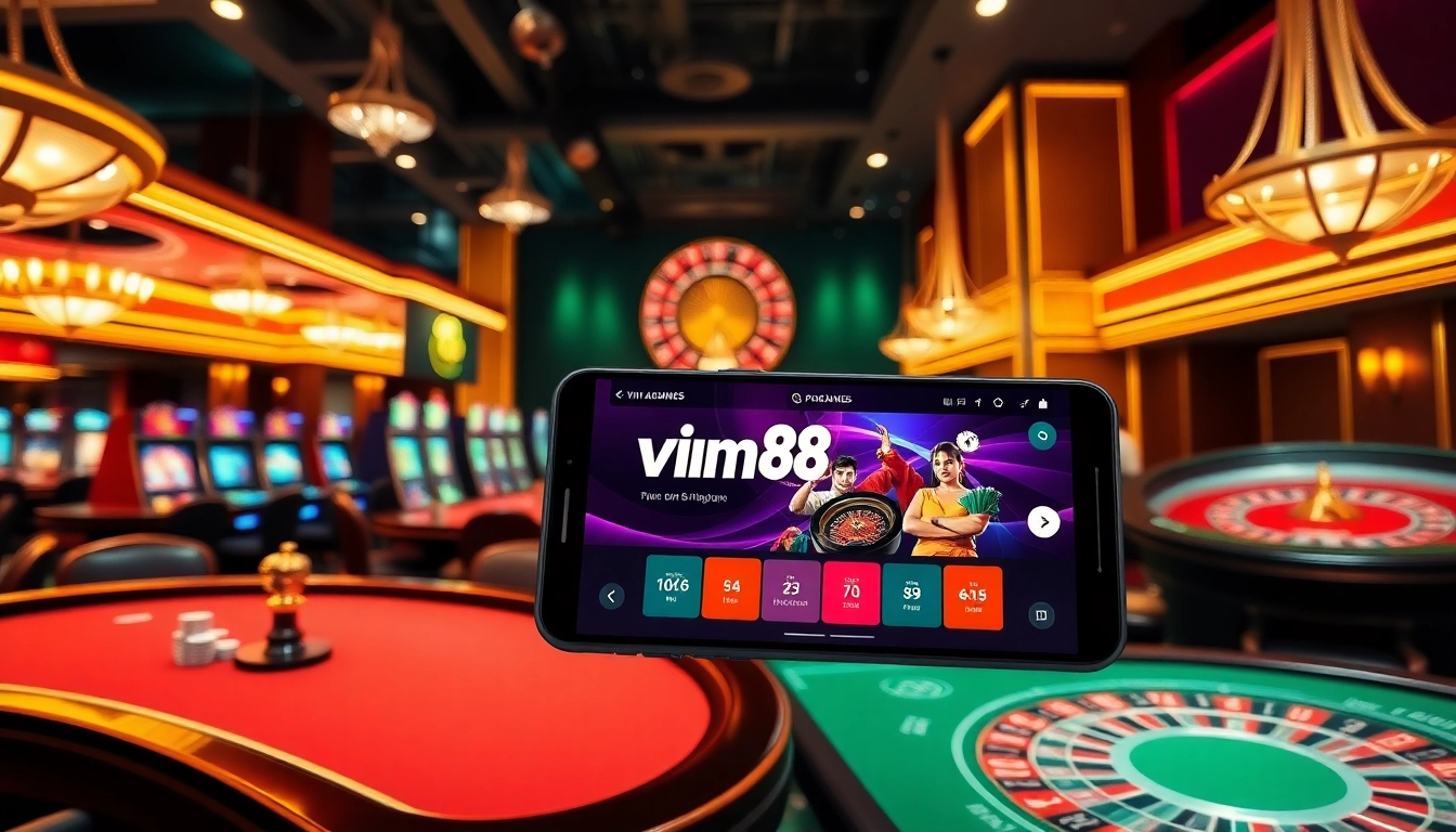 Experience the thrill of vin88 apk with immersive casino games featuring stylish tables and colorful slots.