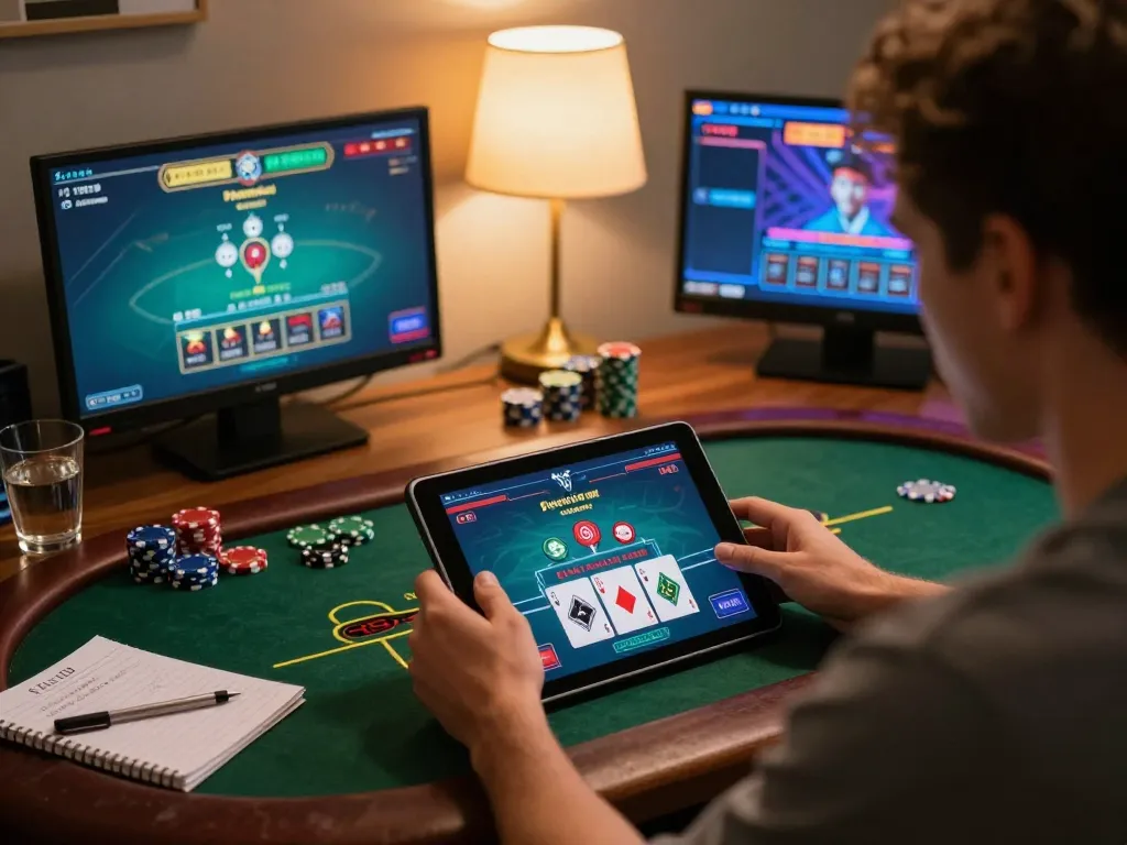 Experience thrilling blackjack gameplay on bom88, showcasing live dealer action in a stylish home.